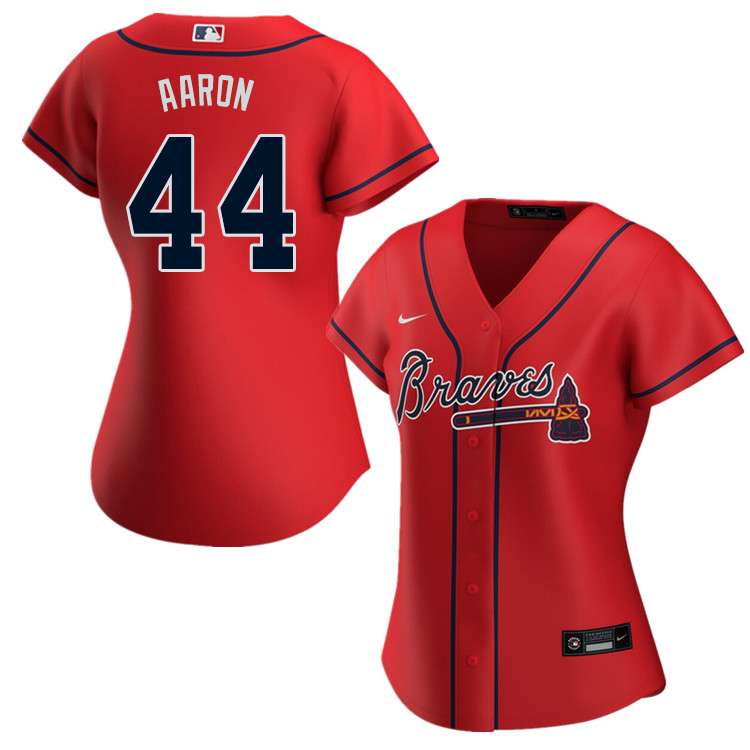 Nike Women #44 Hank Aaron Atlanta Braves Baseball Jerseys Sale-Red